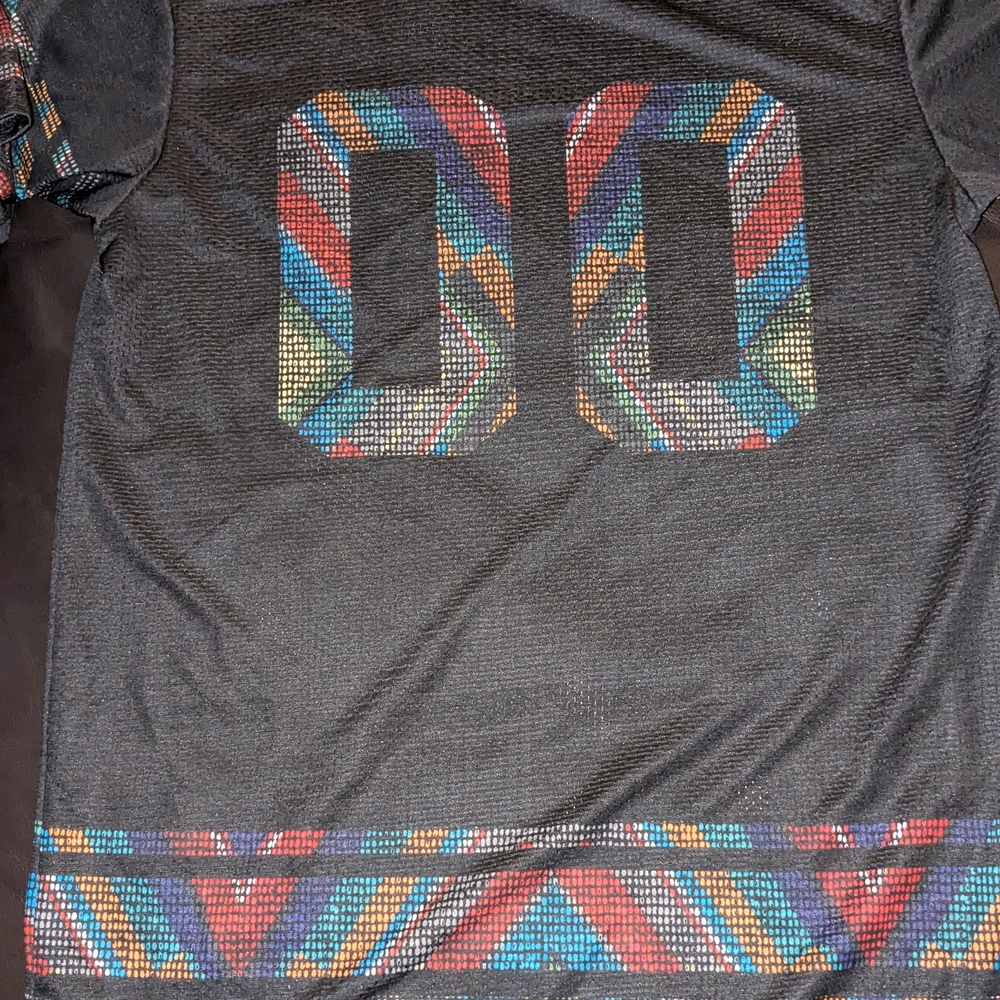 On the Byas Black Mesh Jersey with Multicolor Pattern